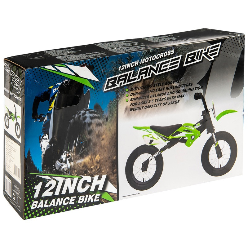 Smyths Toys 12 colos Moto X Balance futóbicikli, fekete/zöld, alternatív kép 5