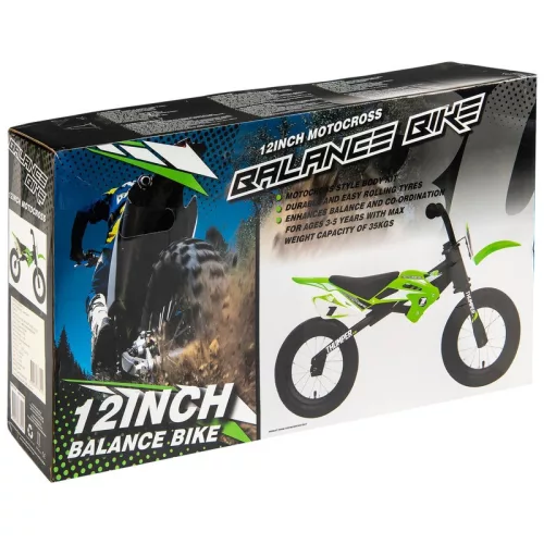 12 colos Moto X Balance futóbicikli, fekete/zöld