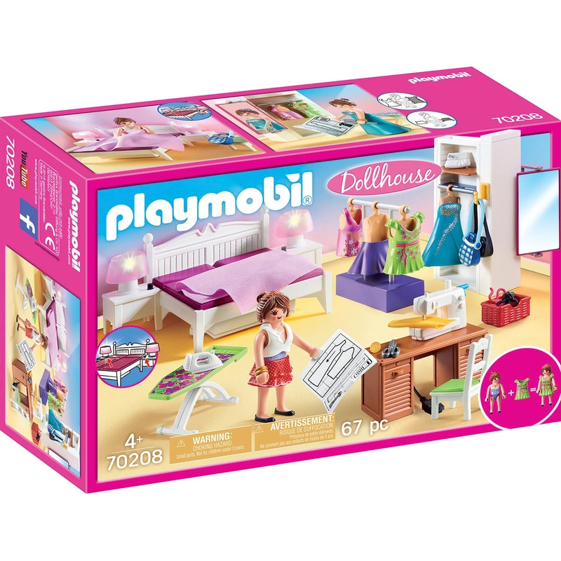 PLAYMOBIL Babaház 70208 Hálószoba varrósarokkal – fő nézet