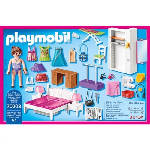 PLAYMOBIL Babaház 70208 Hálószoba varrósarokkal