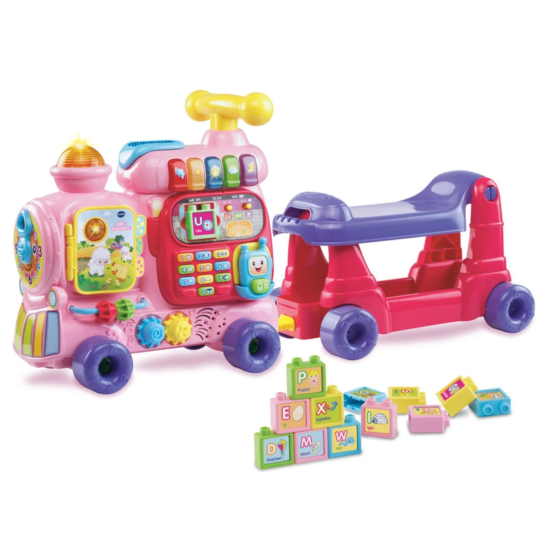 VTech ABC vonat járókeret ráülős kisautóval és játszótérrel, rózsaszín – fő nézet