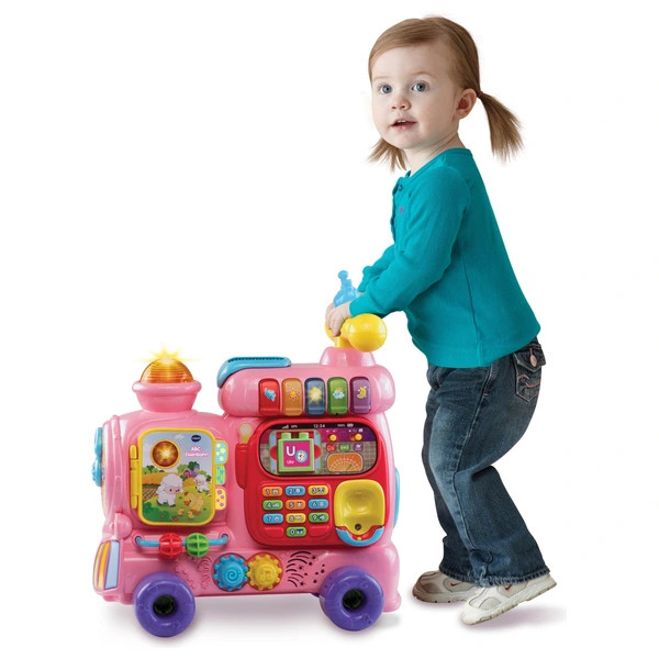 VTech ABC vonat járókeret ráülős kisautóval és játszótérrel, rózsaszín – alternatív kép 3