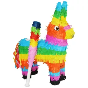 Színes szamár piñata bottal
