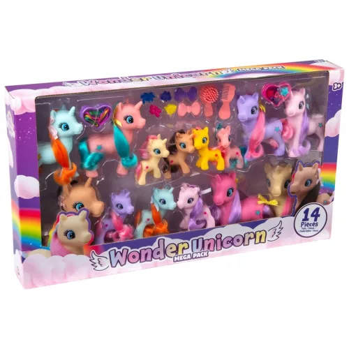 Wonder Ponyland unikornis figura szett, 14 darabos
