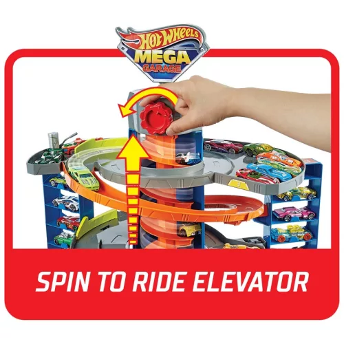 Hot Wheels City Mega Garázs pályával és kisautóval, 1:64