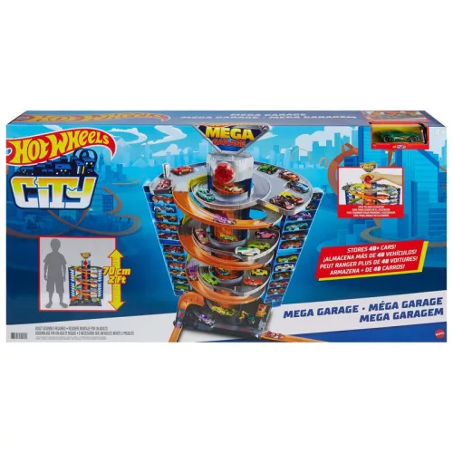 Hot Wheels City Mega Garázs pályával és kisautóval, 1:64