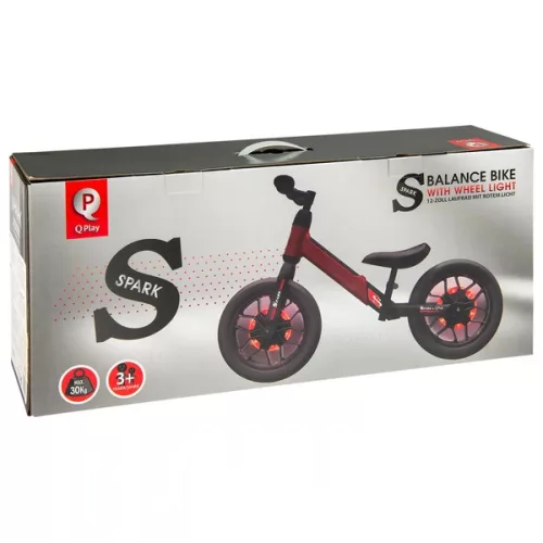 QPlay Spark futóbicikli LED kerekekkel, piros