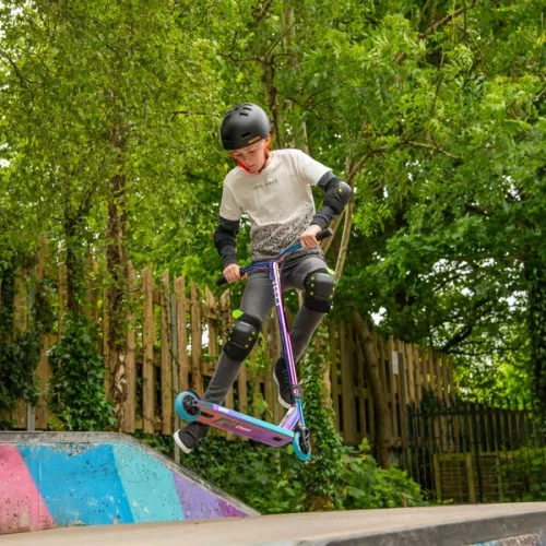 Vakvezetős kaszkadőr roller NEO PRO neon/króm, 3–5 év, Többszínű