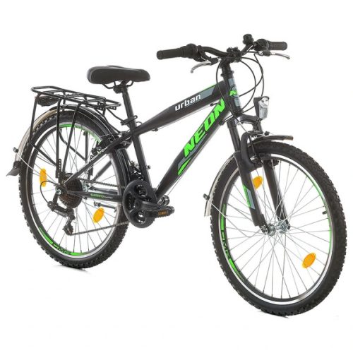 24 colos ATB városi kerékpár, matt fekete, StVZO kompatibilis