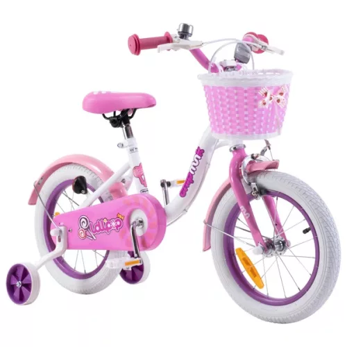 14 colos gyermekbicikli Chipmunk Lollipop pótkerekekkel, rózsaszín és fehér színben