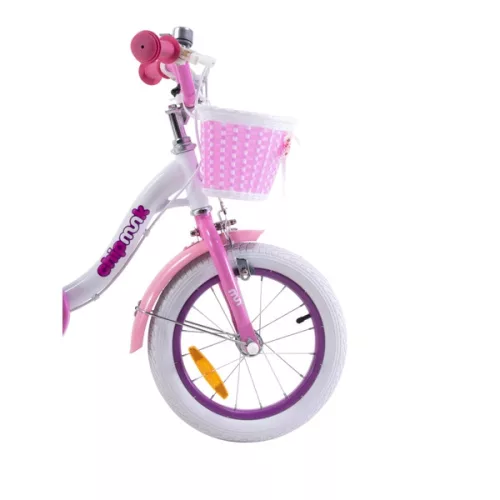 14 colos gyermekbicikli Chipmunk Lollipop pótkerekekkel, rózsaszín és fehér színben