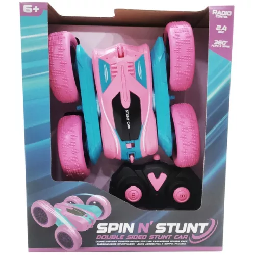 Spin N' Stunt RC autó 1:24 rózsaszín/kék, 3–5 év, Többszínű