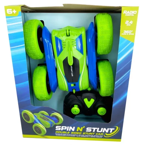 Spin N' Stunt RC autó 1:24 méretarány, zöld/kék, 3–5 év, Többszínű