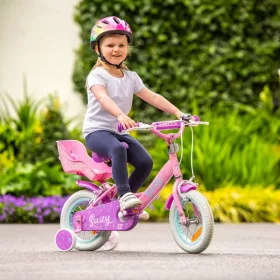   12 colos Suzy gyerekkerékpár kiegészítő kerekekkel, rózsaszín