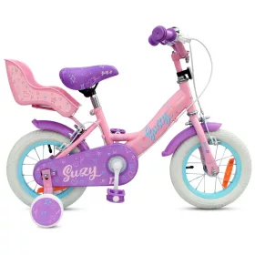  12 colos Suzy gyerekkerékpár kiegészítő kerekekkel, rózsaszín
