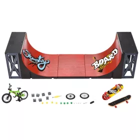   Fingerboard félcső rámpa ujjgördeszkával és ujj-BMX-szel