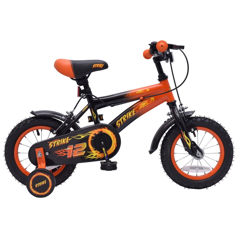 Smyths Toys 12 colos Strike gyerekkerékpár kiegészítő kerekekkel, narancs/fekete, alternatív kép 3