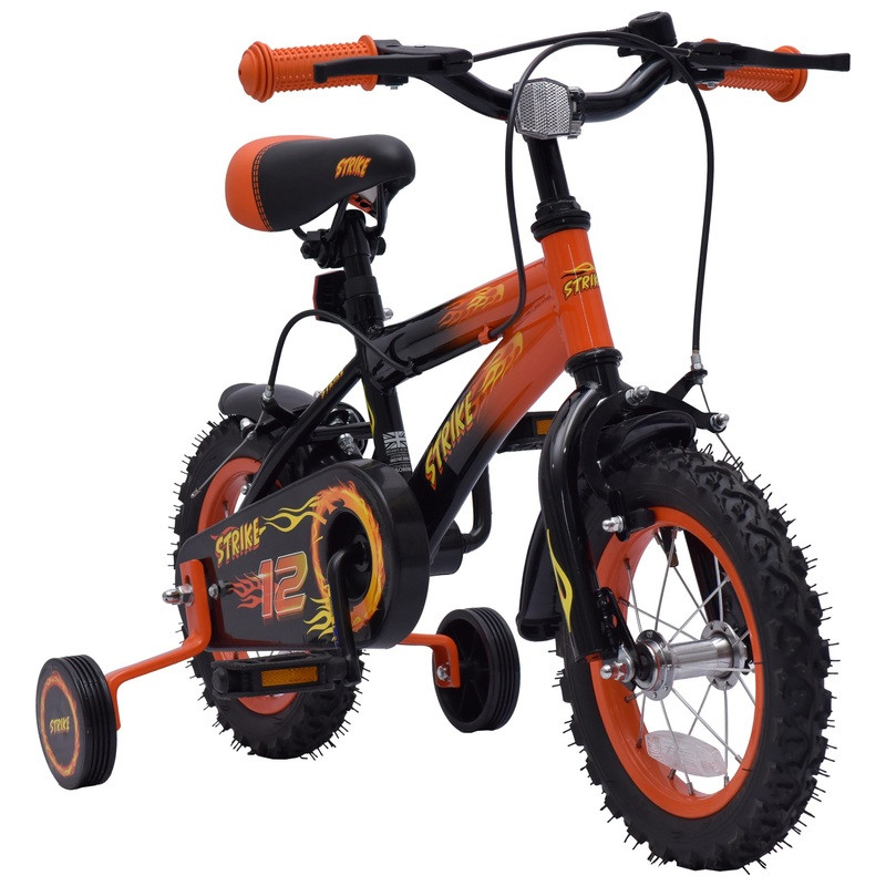 Smyths Toys 12 colos Strike gyerekkerékpár kiegészítő kerekekkel, narancs/fekete, alternatív kép 5