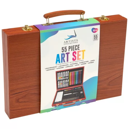 Crafty Co. kis fa festőkészlet-koffer gyerekeknek, 55 részes