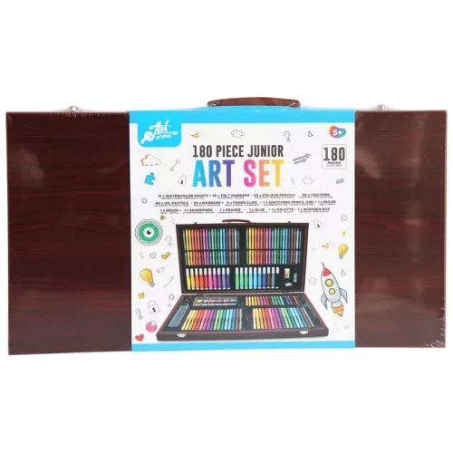 Crafty Co. Art Set Junior fa festőkészlet-koffer gyerekeknek, 180 részes
