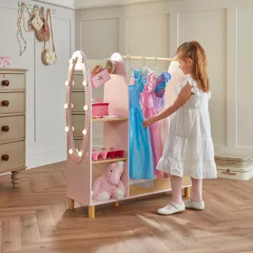   Dimples fa ruhaállvány tükörrel és világítással, rózsaszín