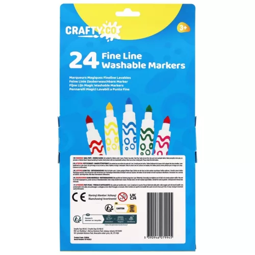Crafty Co. Fine Line marker mosható festékkel, 24 db