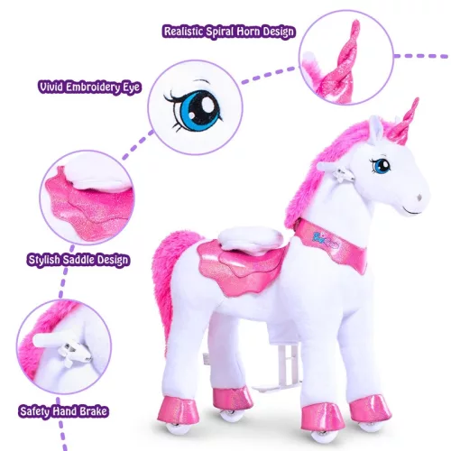 PonyCycle lovagolható unikornis játék, 4-es méret, fehér/pink