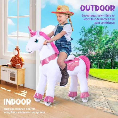 PonyCycle lovagolható unikornis játék, 4-es méret, fehér/pink