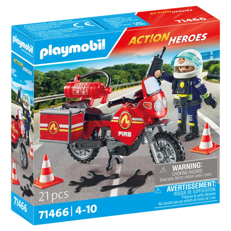 PLAYMOBIL Action Heroes 71466 Tűzoltó motorkerékpár a baleset helyszínén – fő nézet