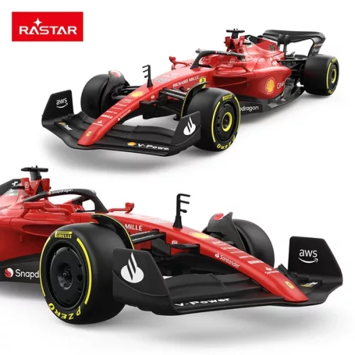 Távirányítós Ferrari F1-75 autó, 1:18 méretarány, piros, 3–5 év, Többszínű