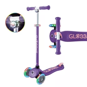 Globber Tri-Scooter PRIMO PLUS LIGHTS gyerek roller LED kerekekkel, lila, 3–5 év, Többszínű