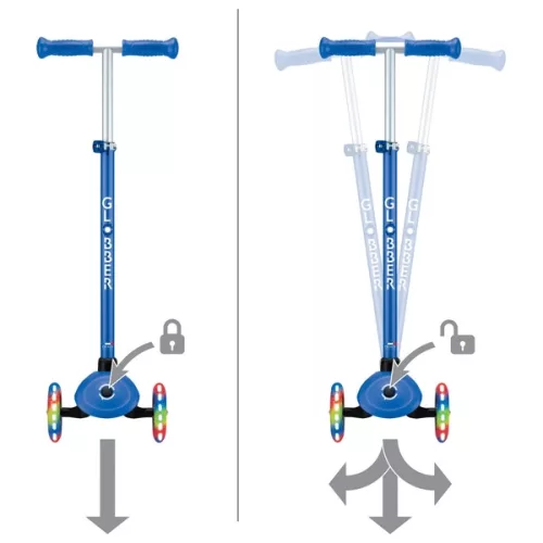 Globber Tri-Scooter PRIMO PLUS LIGHTS gyerek roller LED kerekekkel, kék, 3–5 év, Többszínű