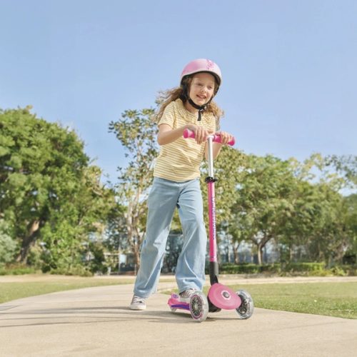 Globber Tri-Scooter PRIMO ÖSSZECSUKHATÓ PLUS LÁMPÁK Gyerek Roller LED Kerekekkel, Rózsaszín