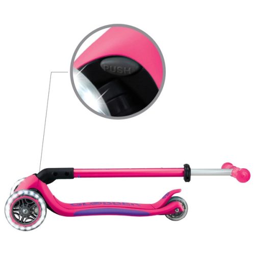 Globber Tri-Scooter PRIMO ÖSSZECSUKHATÓ PLUS LÁMPÁK Gyerek Roller LED Kerekekkel, Rózsaszín