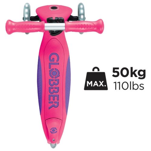 Globber Tri-Scooter PRIMO ÖSSZECSUKHATÓ PLUS LÁMPÁK Gyerek Roller LED Kerekekkel, Rózsaszín
