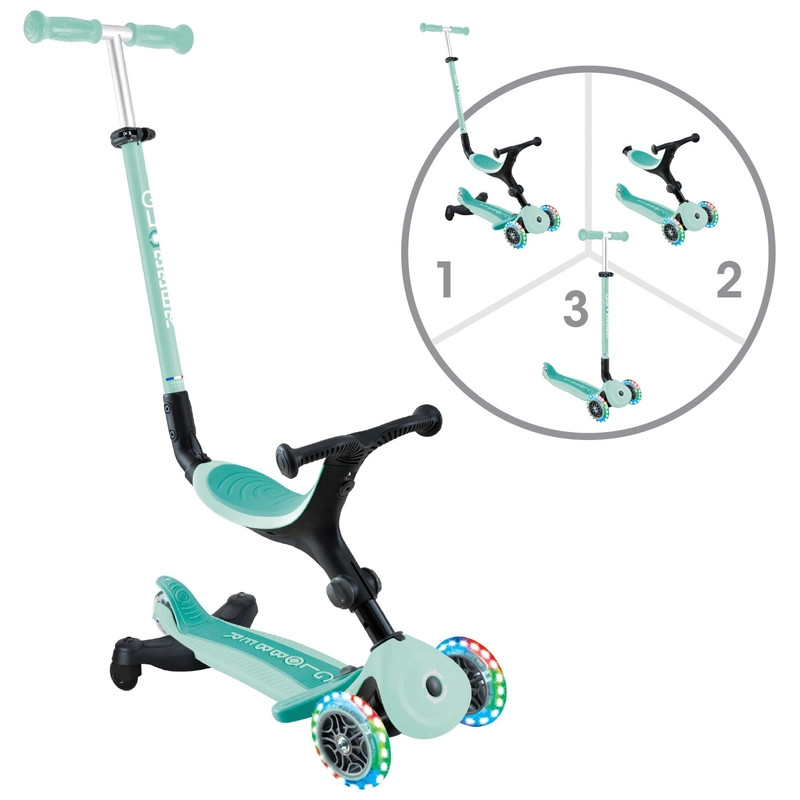 Globber 3 az 1-ben görgő GO UP ACTIVE LIGHTS Scooter 360 tricikli és futóbicikli menta – fő nézet