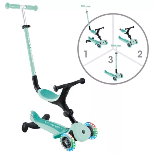 Globber 3 az 1-ben görgő GO UP ACTIVE LIGHTS Scooter 360 tricikli és futóbicikli menta, 3–5 év, Többszínű