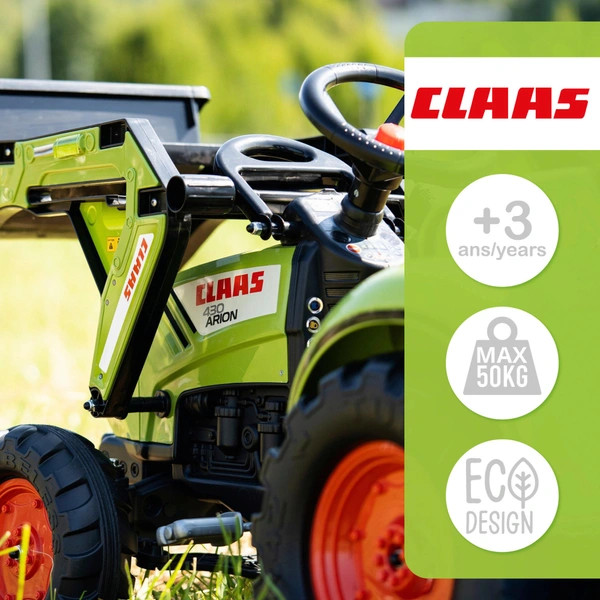 Claas Arion 410 pedálos traktor pótkocsival és XXL kotrógéppel, 2 m hosszú (2070Y) – alternatív kép 2