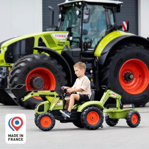 Claas Arion 410 pedálos traktor pótkocsival és XXL kotrógéppel, 2 m hosszú (2070Y)