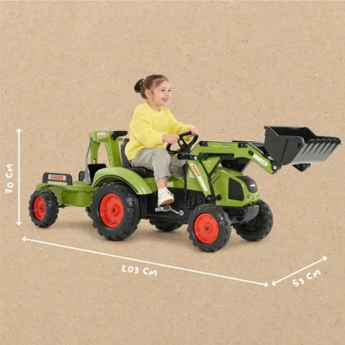 Claas Arion 410 pedálos traktor pótkocsival és XXL kotrógéppel, 2 m hosszú (2070Y)