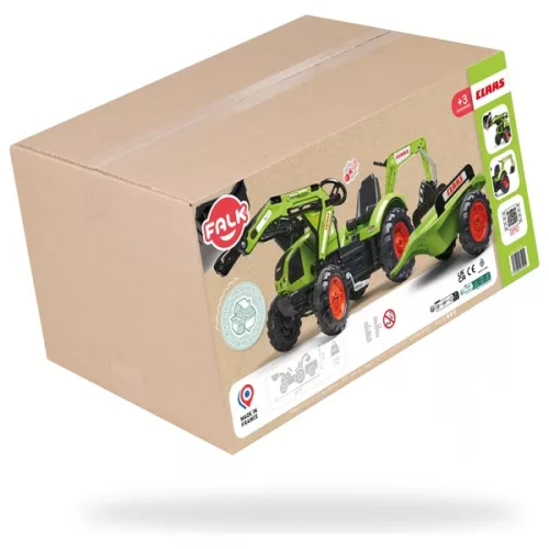 Claas Arion 410 pedálos traktor pótkocsival és XXL kotrógéppel, 2 m hosszú (2070Y)