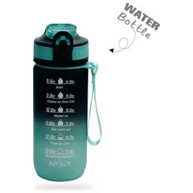 Kulacs időbeosztás-jelölésekkel, 500 ml, fekete/türkiz