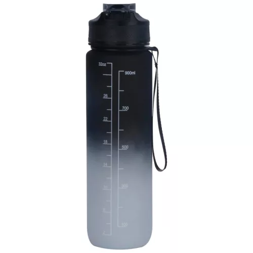 Kulacs időbeosztás-jelölésekkel, 1000 ml, fekete/szürke