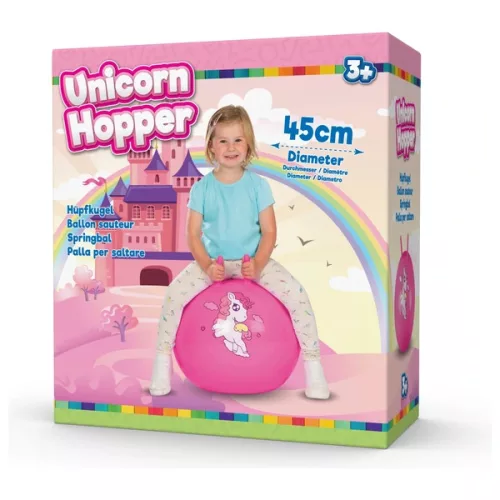 Ugráló labda unikornis rózsaszín 45 cm, Többszínű