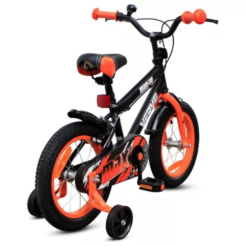 14 colos Verve Max gyermekkerékpár pótkerekekkel, fekete/narancssárga