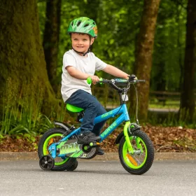   12 colos Verve Max gyermekkerékpár pótkerekekkel, kék/zöld