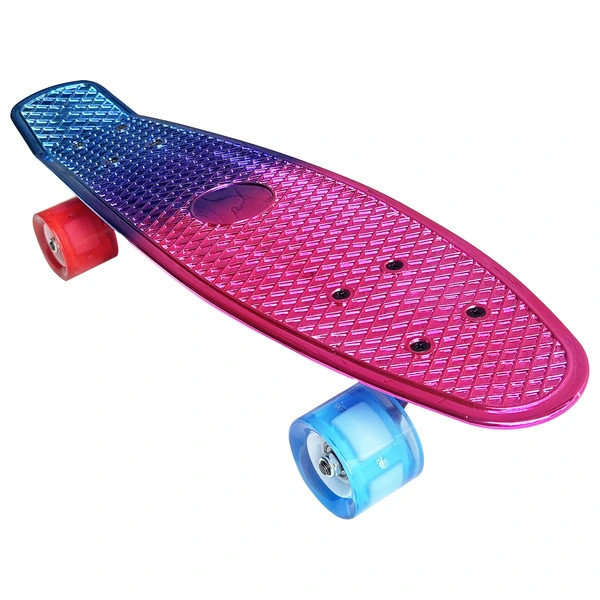 Mini gördeszka LED kerekekkel, 57 cm, rózsaszín/kék – alternatív kép 1