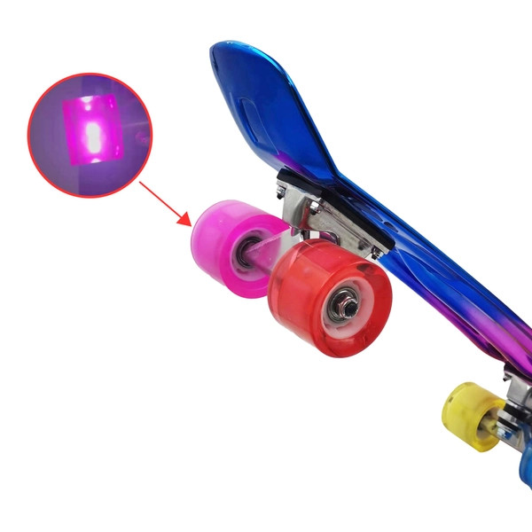 Mini gördeszka LED kerekekkel, 57 cm, rózsaszín/kék – alternatív kép 3