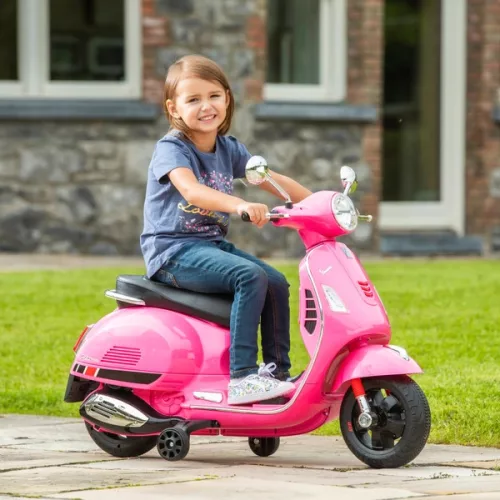 Gyerek Vespa 7,2 V-os lítium akkumulátorral és pótkerekekkel, rózsaszín, 3–5 év, Többszínű