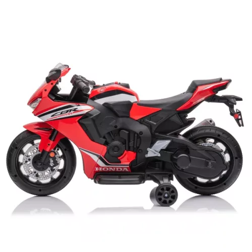 Honda CBR gyermekmotor 7,2 V-os lítium akkumulátorral és segédkerekekkel, piros